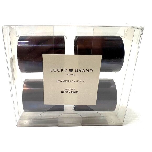 Lucky Brand Home Metal Napkin Rings Iridescent Minimal Contemporary Set of 4 - Picture 6 of 7